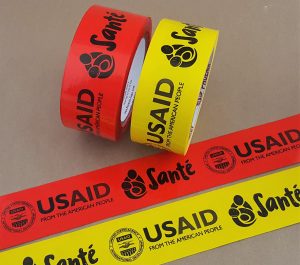 Red and yellow printed tape